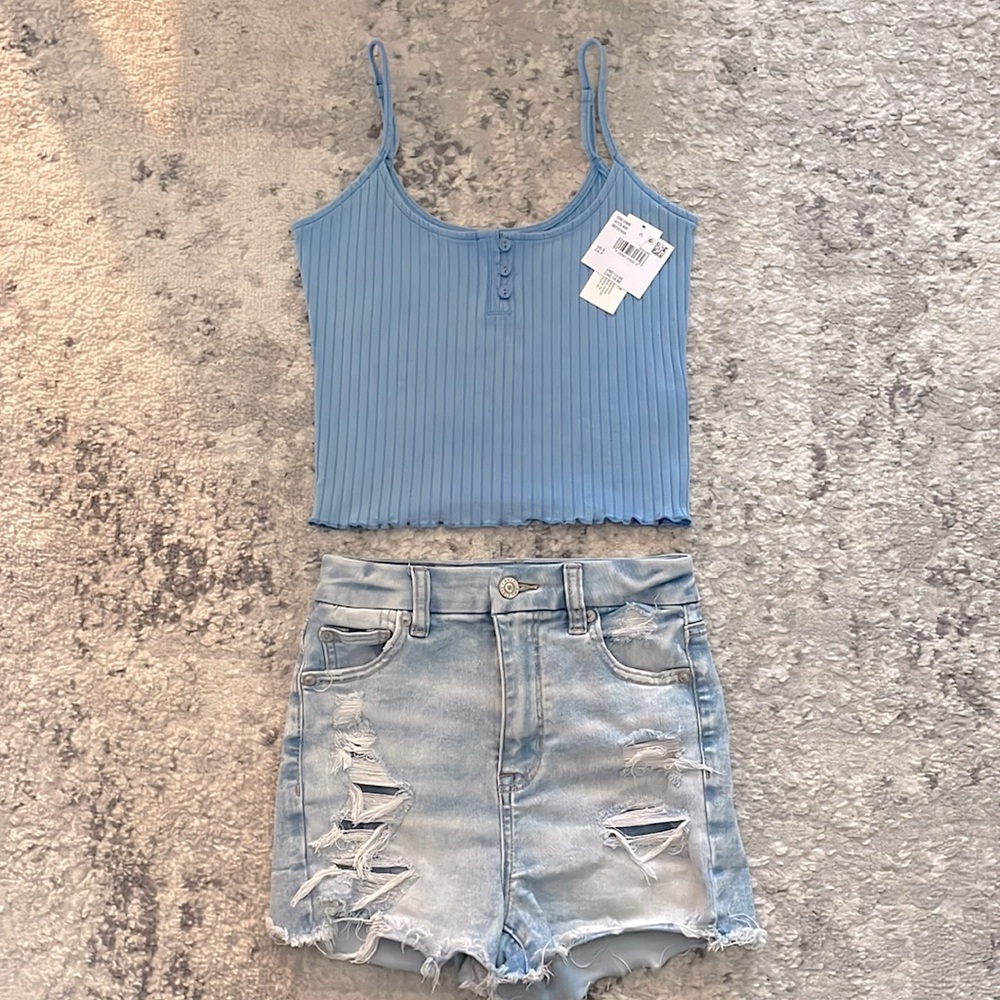 American Eagle Curvy Hi-Rise Shortie 000 & NWT AE Adjustable Tank Small